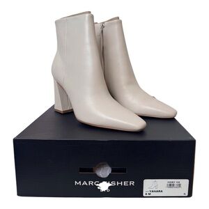 Marc Fisher Yanara Ivory Pointed Toe Block Heel Ankle Boots Size-8 NIB